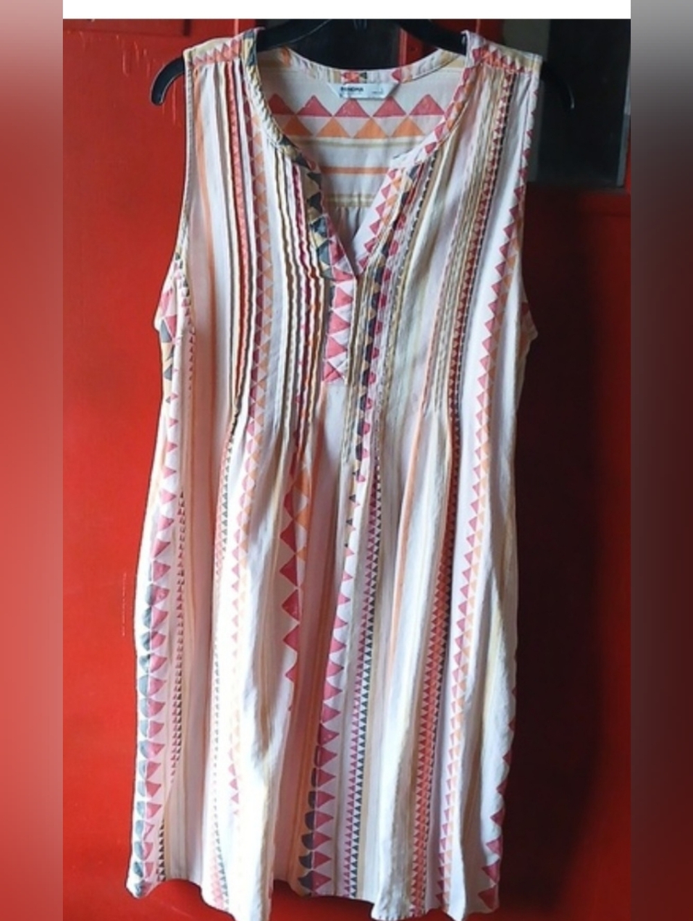 SONOMA Linen Blend Sundress- Orange, Yellow, Black, Cream Sz L